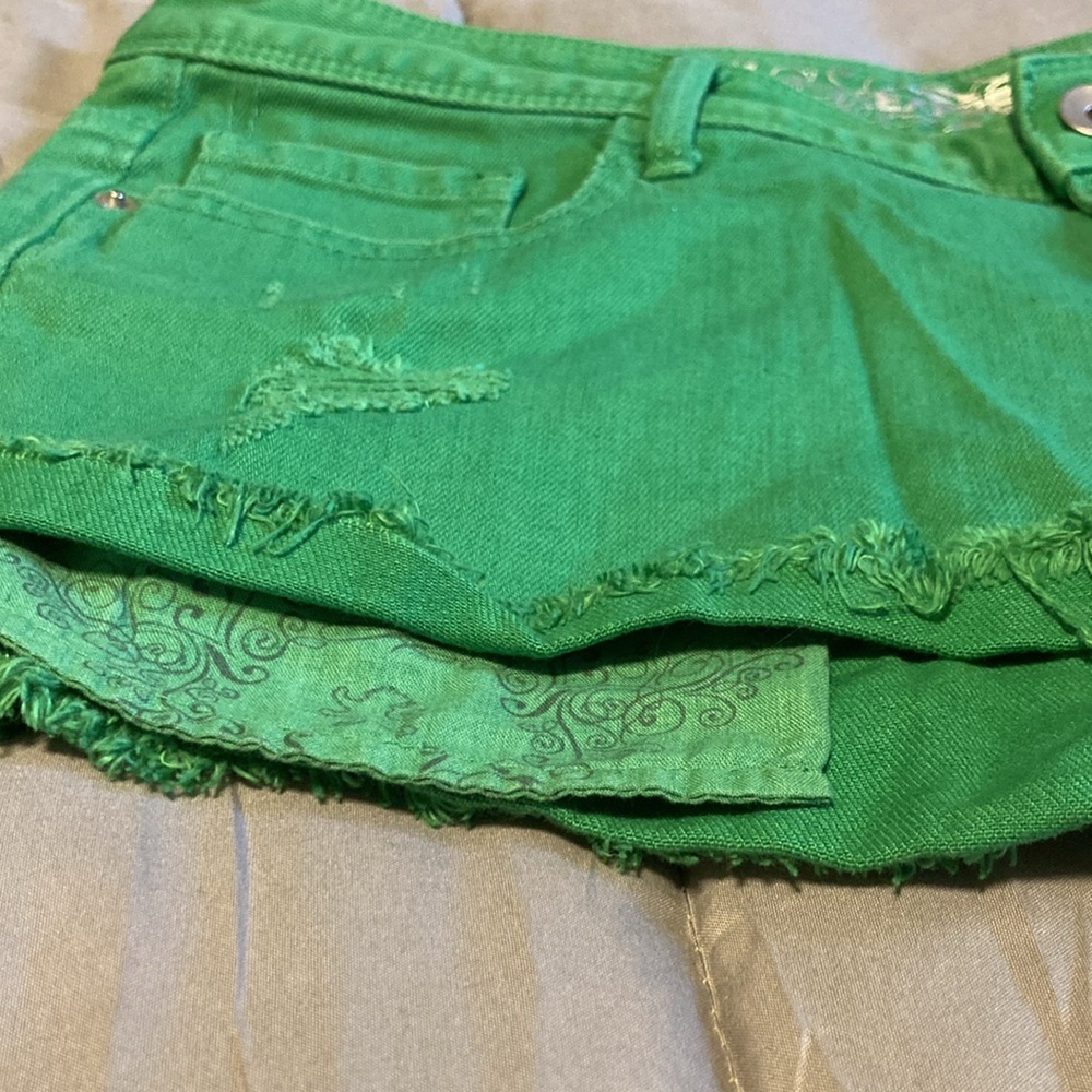 Express Green Denim Shorts
